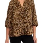 Crown & Ivy 3/4 Sleeve Leopard Print Peasant Top brown size medium Photo 0