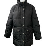 Lucky Brand  Black High Neck Long Sleeve Button Zip Quilted Puffer Coat Jacket M Photo 0