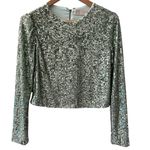 Alice + Olivia Delaina Long Sleeve Sea Green Sequin Crop Top Size Large Photo 5