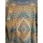80's Vintage Pastel Geometric Lurex Rainbow Knit Sweater Blue Size XL Photo 8