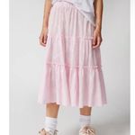Urban Outfitters  | Baby Pink Feminine Tiered Embroidered Remnants Maxi Skirt, M Photo 10