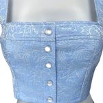 Amanda Uprichard NEW Spade Blue Sleeveless Floral Cami Camisole Crop Tank Top S Photo 2