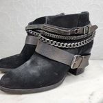 Trouve Bristol Womens Chained Ankle Boots 7M Black Suede Leather Western Bootie Size 7 Photo 0