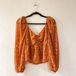 ASTR  Long Sleeve Sweetheart Top in Rust Multi Floral Small Photo 1