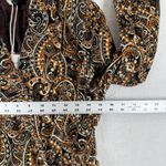 Driftwood  Paisley Print Velour Blazer Jacket Womens XS Tan Black Orange Pockets Photo 2