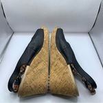 Crocs  A-Leigh Black Leather Slingback Cork Wedge Sandals size 10 Photo 6