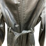 Y2K 90s Minimalist Black Butter Soft Leather Belted Zip Up Jacket Medium Photo 4