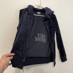 Juicy Couture Embellished Velour Hoodie Jacket Navy Blue w/ Back Sequin Logo Y2K Photo 6
