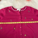 Vintage Christmas Sweater Pink Burgundy Fine Knit Embroidered Trees size 1x Photo 5