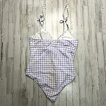 Kona Sol ‎ Women's Purple Gingham One Piece Swimsuit XL Shoulder Tie Photo 6