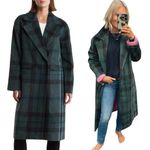 Avec Les Filles Walker Longline Coat Size XS Old Money Dark Academia Green Plaid Photo 1
