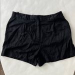 ZARA 100% Linen Black High Rise Shorts Pockets Size L Photo 1