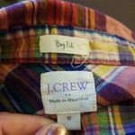 J CREW Womens Button down Shirt Sz Medium Boy fit Plaid Preppy Bohemian Western Photo 7