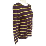Loft Ann Taylor deep purple and yellow striped long sleeve top women's small Photo 1
