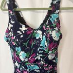 Swimsuits For All One Piece Swim Dress Navy Purple Floral Plus Sz 22 Multicolor Blue Photo 1