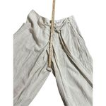 MNG Suit Women’s Light Tan Striped Wide Leg Overlap Wrap Pants Sz S Linen Blend Photo 6