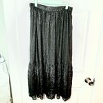 Modcloth  Shimmering Rainfall Metallic Midi Skirt Tier Aline Black AU 12 US 8 NWT Photo 3