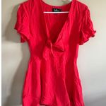 Lulus Red Mini Dress Tie Front Short Sleeve Casual Party Cocktail Women's Photo 0
