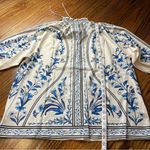 Floral Blue and White Blouse Blue China Print Size L Photo 2