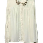 Forever 21  button down embellished collared dress blouse small loose fit Photo 0