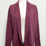 Eddie Bauer Heathered Burgundy Ruby Camp Fleece Open Front Wrap Cardigan Small Photo 0