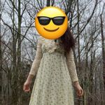 Vintage Floral High Neck Crochet Long Sleeve Prairie Dress Photo 7