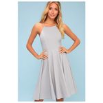 Lulus NWT Lulu’s Irresistible Charm Grey Fit & Flare MIDI A-Line Dress Photo 4