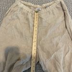 Heaven Pants Womens Medium 100% Linen Wide Leg Beige Pull On Cropped Ankle High Tan Photo 5