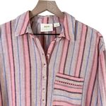 Anthropologie Maeve Lida Linen Cotton Popover Top Blouse in Pink Stripes, Small Photo 4