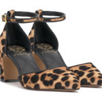 Vince Camuto NWT  Hendriy Leopard Print Block Heel Ankle Strap Pumps Tan 9 Photo 0