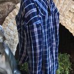 Sanctuary  Plaid Button Down Shirt with Tie Back Blue Pink Women's Size Medium Photo 2