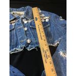 D'Mode Classix Distressed Cropped DenimJacket Embellished CoinTrim Frayed Jean L Blue Size L Photo 5