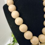 Statement Chunky Taupe Bead Necklace with Heart Pendant Tan Photo 2