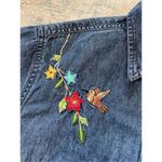 New Direction  Floral Bird Birdhouse Button Front Denim Short Sleeve Tee Large Photo 4