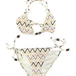Eberjay Eberjey Pastel Pink Brown Orange Chevron Zig-Zag Striped Beaded String Bikini M Photo 0