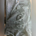 American Eagle Ripped Distressed black stretchy denim mom shorts size 4 Photo 4