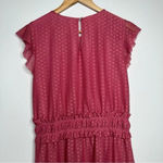 Ella Moon Mauve Pink Swiss Dot Overlay Smocked Ruffle Waist Dress Size Medium Photo 8
