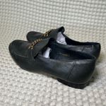 Black Leather 39 Loafers Women's Gold Chain Detail Slip On Shoes Size 8 Photo 2