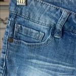 Forever 21 Low Rise Blue Denim Shorts with White Embroidery Photo 4