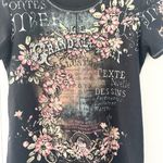 Jamee J Vintage USA Y2K Black Grand Ale Dark Romantic Baby Tee Top Large French Photo 3