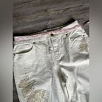 Chico's White Ankle Jeans with Gold Embroidery Photo 3