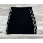 Maje  With Love Side‎ Stripe Black A-Line Scuba Neoprene Mini Skirt Size 2/M Photo 1