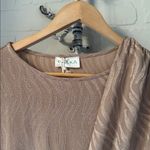 Daska dress Dusty Tan maxi faux wrap long sleeve rose gold bar accent large NEW Photo 2