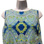 LONDON TIMES Blue and Green Patterned Sleeveless Dress Size 14 Preppy Classic Photo 1