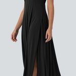 Halara U Neck Flowy Maxi Casual Tank Dress Black NWT size Large Photo 0