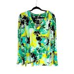 Kaari Blue Curvy Blouse Women’s 2X Long Sleeve Bell Sleeve Tunic Floral Beachy Photo 0