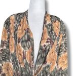 Vintage 90s Rayon Floral Blouse Jacket Neutral Autumn Button Front Long Sleeve Green Size 4 Photo 1