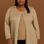 Roz & Ali  Cardigan Shimmer Rhinestone Button Ribbed Knit Sweater‎ 2X Photo 0