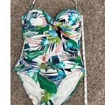 La Blanca NWOT In The Moment Bandeau One Piece Swimsuit Green Multi Print Size 2 Photo 6