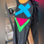 Obermeyer Vintage 1980s  ski suit jumpsuit snow neon shapes colorful skiing board Photo 11